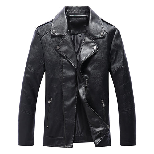 Herren Slim Fit Kunstleder-Motoblouson im Biker-Look mit gesteppten Armpaneelen und Reverskragen Nord Taschen