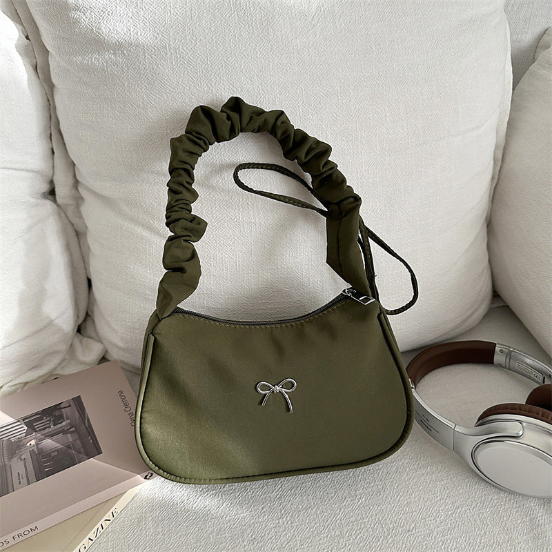 Damen elegante Schultertasche mit dekorativem Rüschengriff Nord Taschen