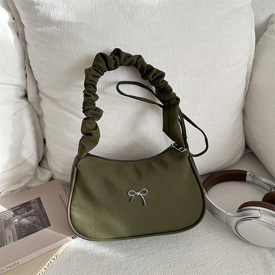 Damen elegante Schultertasche mit dekorativem Rüschengriff Nord Taschen