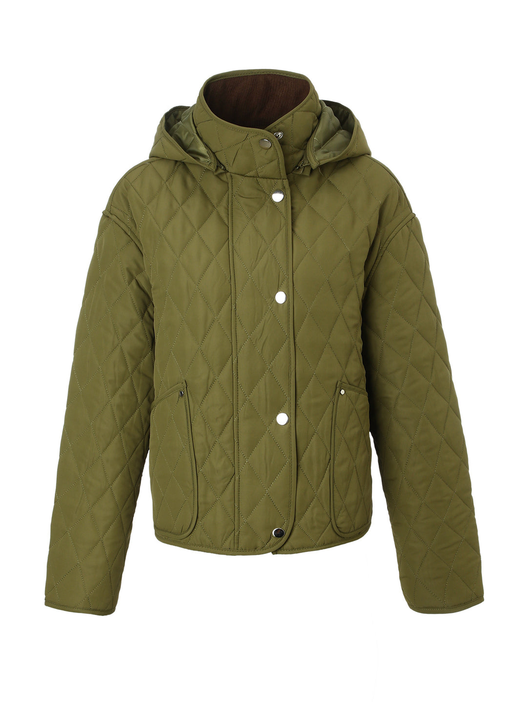 Damen Steppjacke mit Kapuze, gesteppter Rhombenstruktur und Pattentaschen Nord Taschen