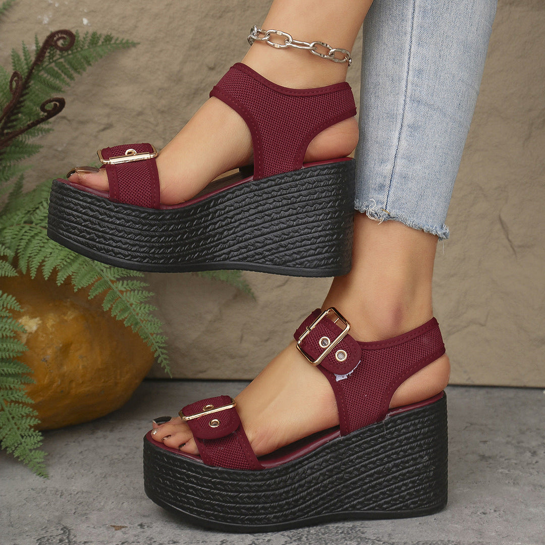 Damen Wedge-Sandalen mit verstellbaren Schnallen und rutschfester Sohle