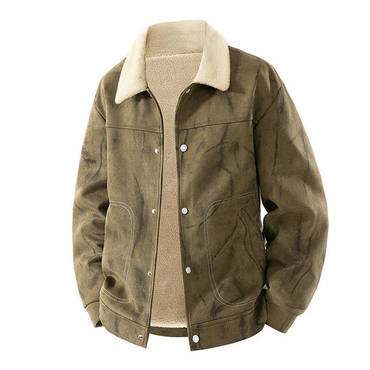 Herren Lässige Jeansjacke mit warmem Futter Nord Taschen