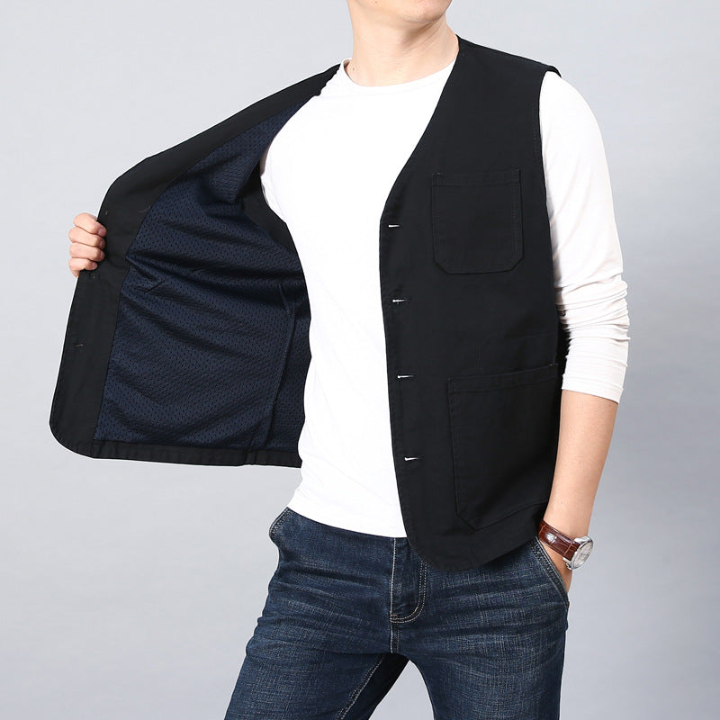 Herren Utility-Weste mit gestreiftem Innenfutter aus Baumwoll-Canvas Nord Taschen