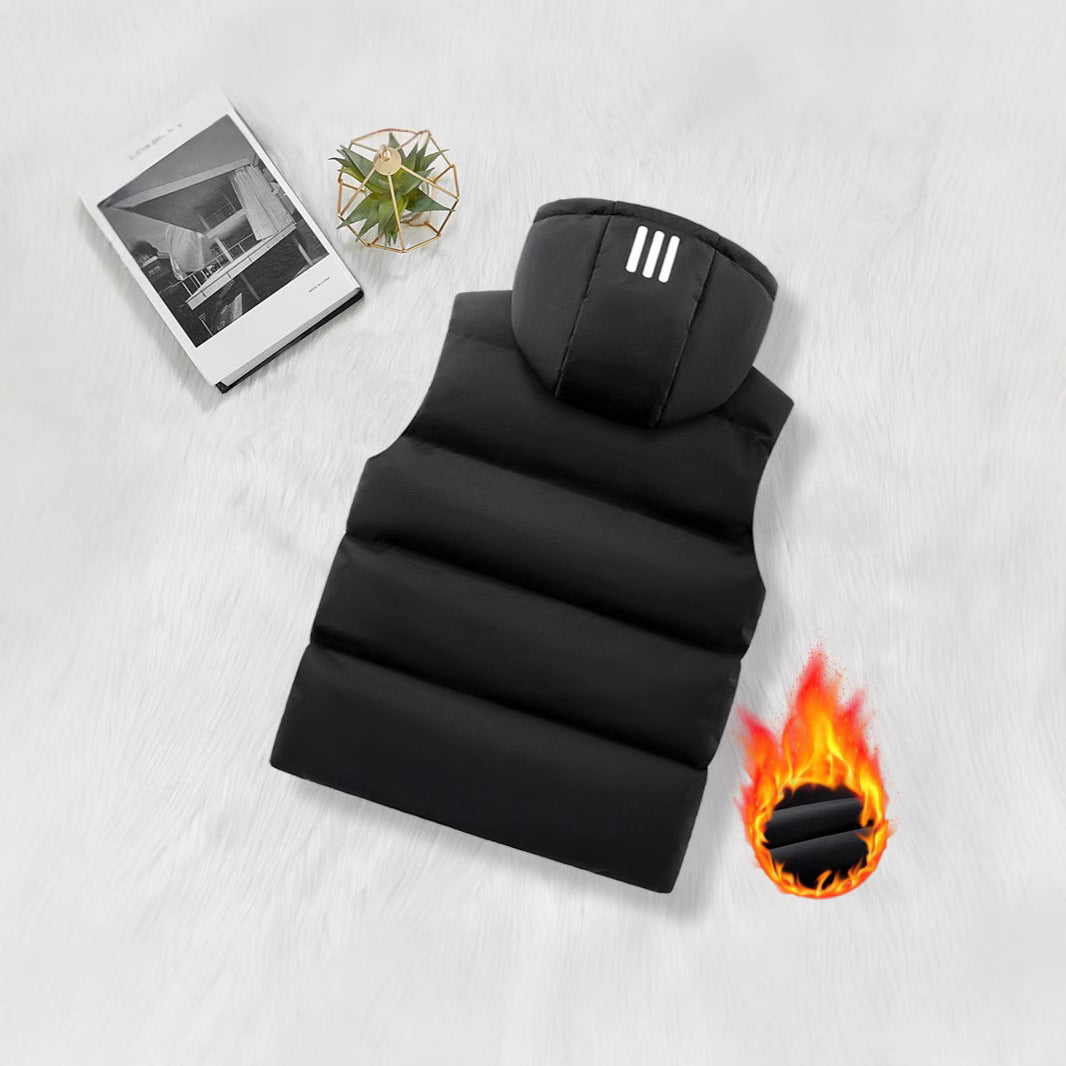Herren Thermo-Steppweste mit abnehmbarer Kapuze, gesteppter Isolierung und reflektierenden Streifen Nord Taschen