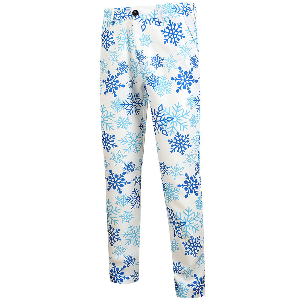 Herren weihnachtliches dreiteiliges Anzugset mit Sakko, Weste und Hose im Allover-Rentier‑Tannenmuster Nord Taschen