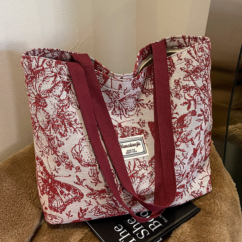 Damen Jute-Handtasche mit floralem Design Nord Taschen