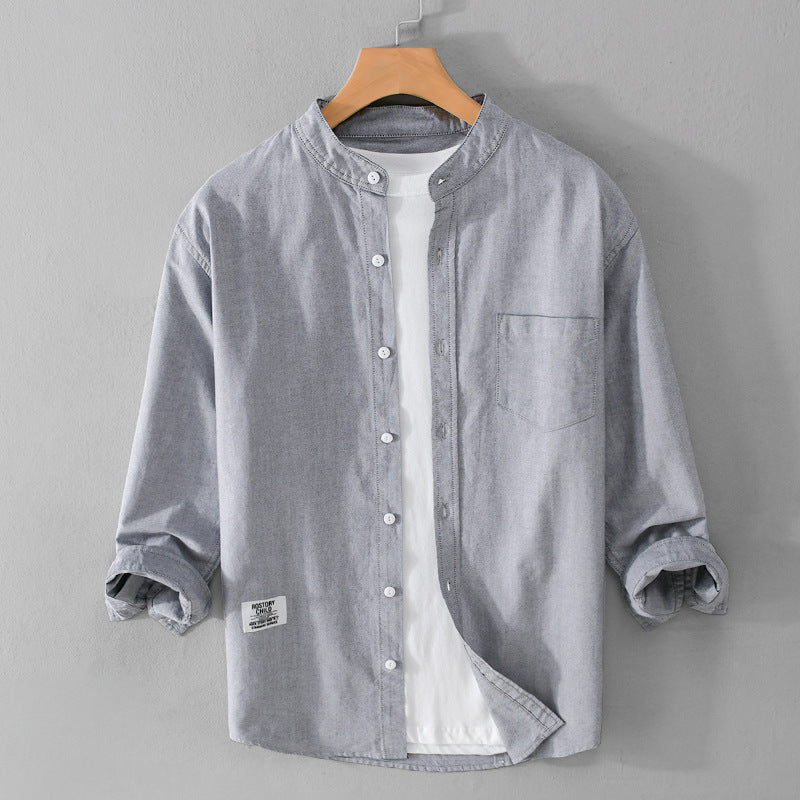 Herren Stehkragen-Overshirt aus Baumwollmix mit Brusttasche und entspannter Passform Nord Taschen