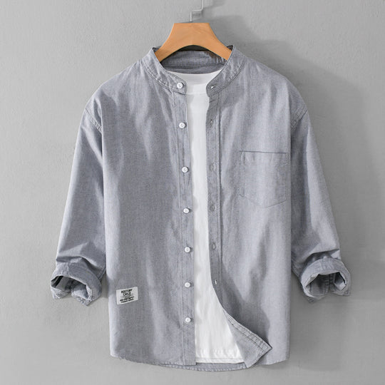 Herren Stehkragen-Overshirt aus Baumwollmix mit Brusttasche und entspannter Passform Nord Taschen