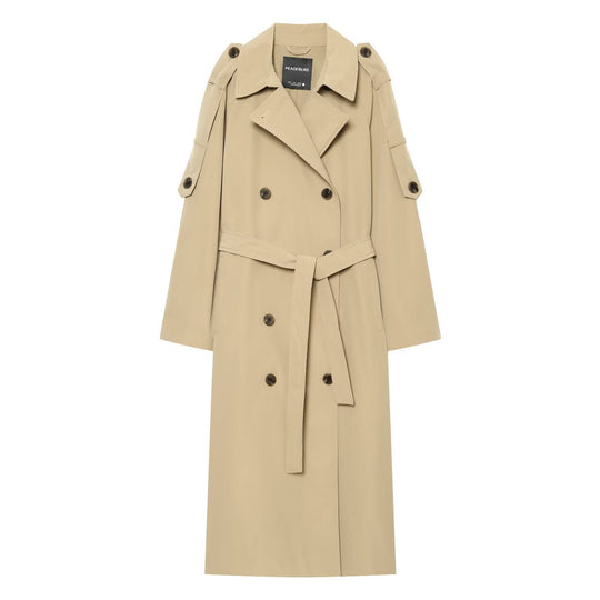 Damen Doppelreihiger Trenchcoat mit abnehmbaren Cape-Ärmeln und Taillengürtel Nord Taschen