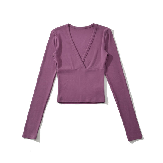 Damen Wickelshirt mit V-Ausschnitt und taillierter Teilungsnaht Nord Taschen