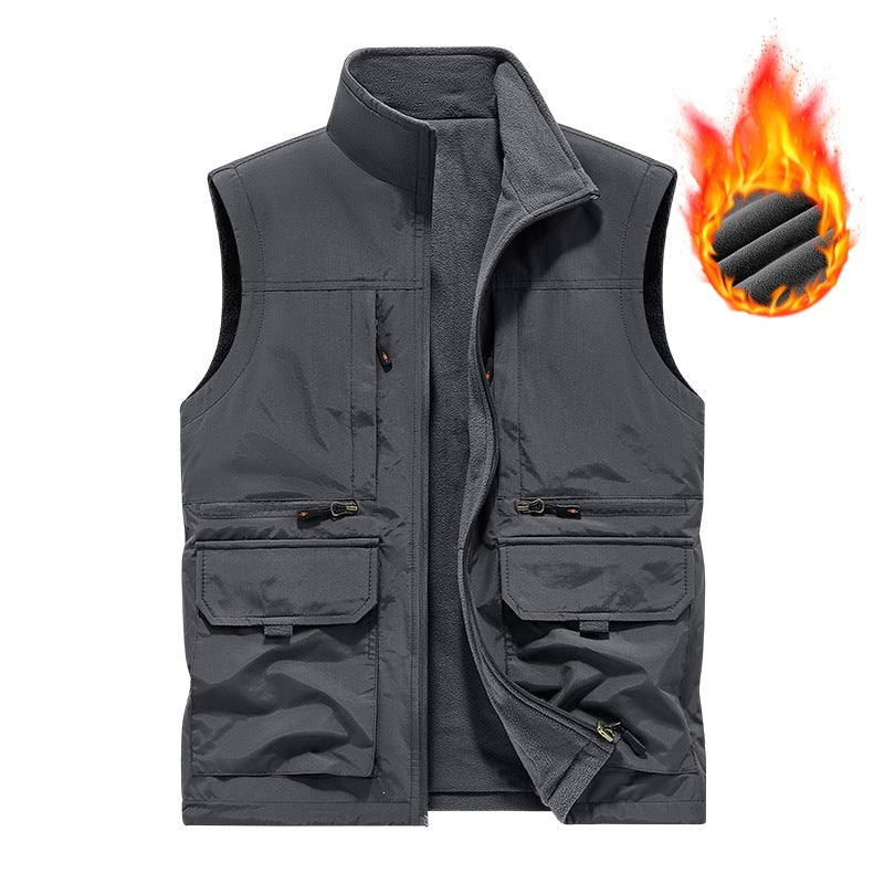 Herren Gefütterte Utility‑Weste mit Fleece‑Innenfutter, winddichter Außenlage und Multifachtaschen Nord Taschen