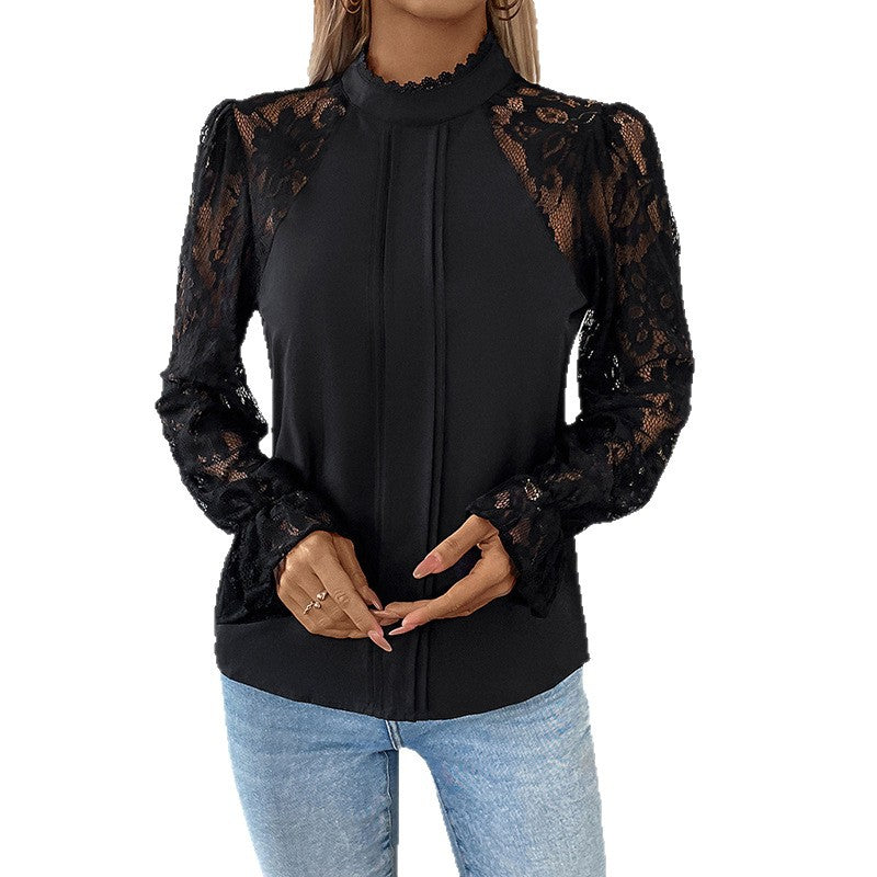 Damen Elegantes Oberteil mit Spitzendetails Nord Taschen
