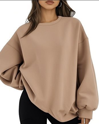 Damen Oversized Sweatshirt mit Rundhalsausschnitt, extraweichem French‑Terry und überschnittener Schulter Nord Taschen