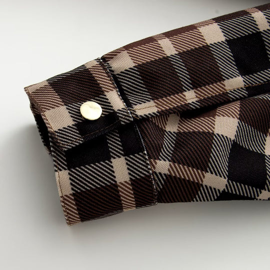 Damen Kariertes Overshirt‑Mantel mit Kunstlederkragen und Taillen‑Tunnelzug Nord Taschen