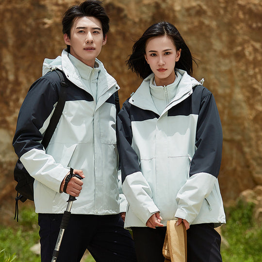Unisex zweilagige wasserabweisende Outdoorjacke mit Kapuze und Colorblock-Design Nord Taschen