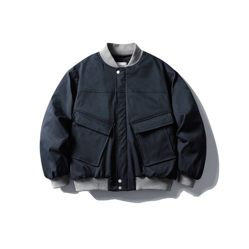 Unisex Kurzboxy wattierte Bomberjacke im Utility‑Look mit Rippenkragen Nord Taschen