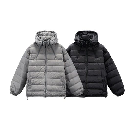 Herren Boxy-Pufferjacke mit hoher Stehkapuze, doppeltem Frontreißverschluss und Tunnelzug Nord Taschen