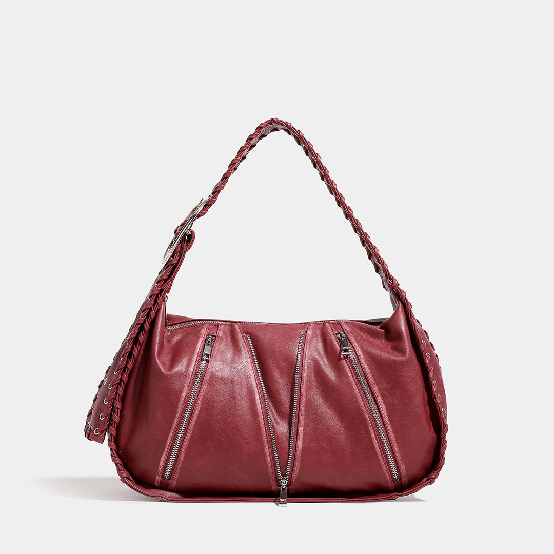 Damen Hobo-Tasche aus weichem Kunstleder mit geflochtenem Schulterriemen Nord Taschen