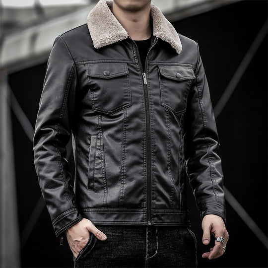 Herren Pilotenblouson aus Lederoptik mit Teddykragen und Utility‑Details Nord Taschen