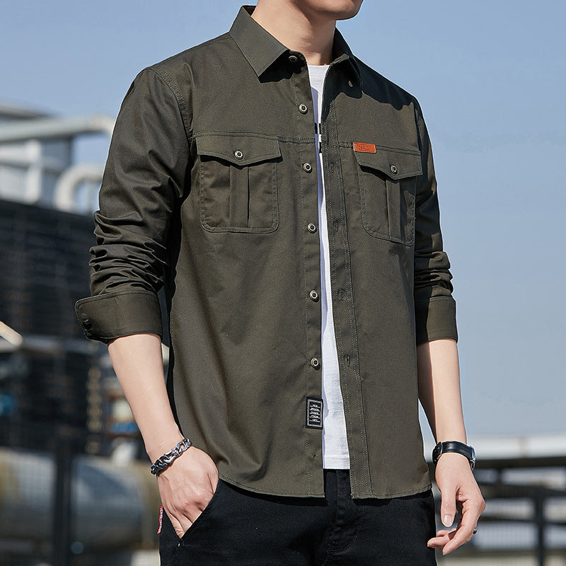 Herren Utility-Overshirt aus Baumwollmix mit Brustpattentaschen und verstärkten Nähten Nord Taschen