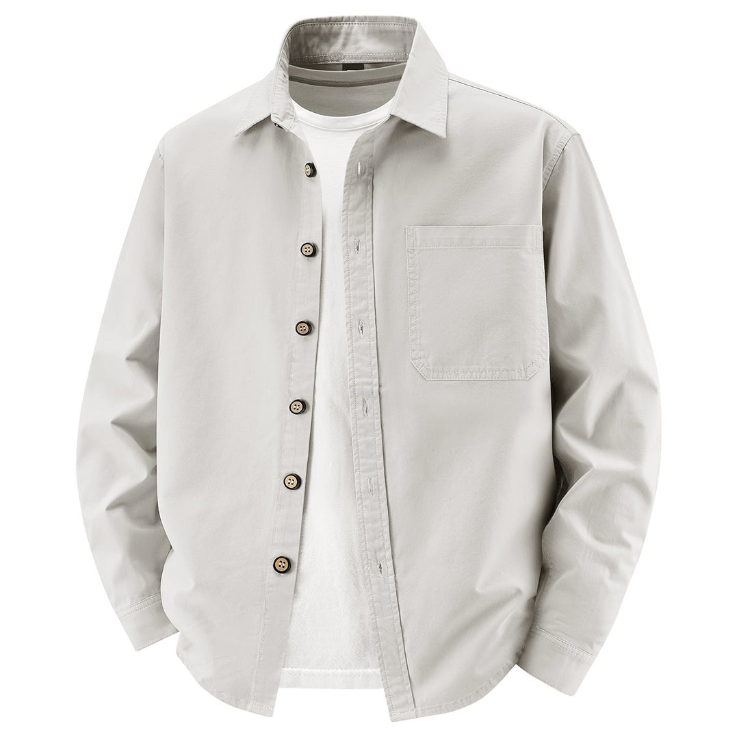 Herren lockere Overshirt-Jacke aus Baumwollmix mit Brusttasche und durchgehender Knopfleiste Nord Taschen