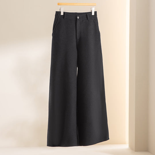 Damen Weite Wollhose mit hohem Bund und Taschen Nord Taschen