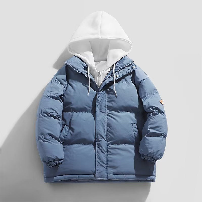 Herren Gepolsterte Winter-Steppjacke mit zweilagiger Kapuze und elastischen Bündchen Nord Taschen