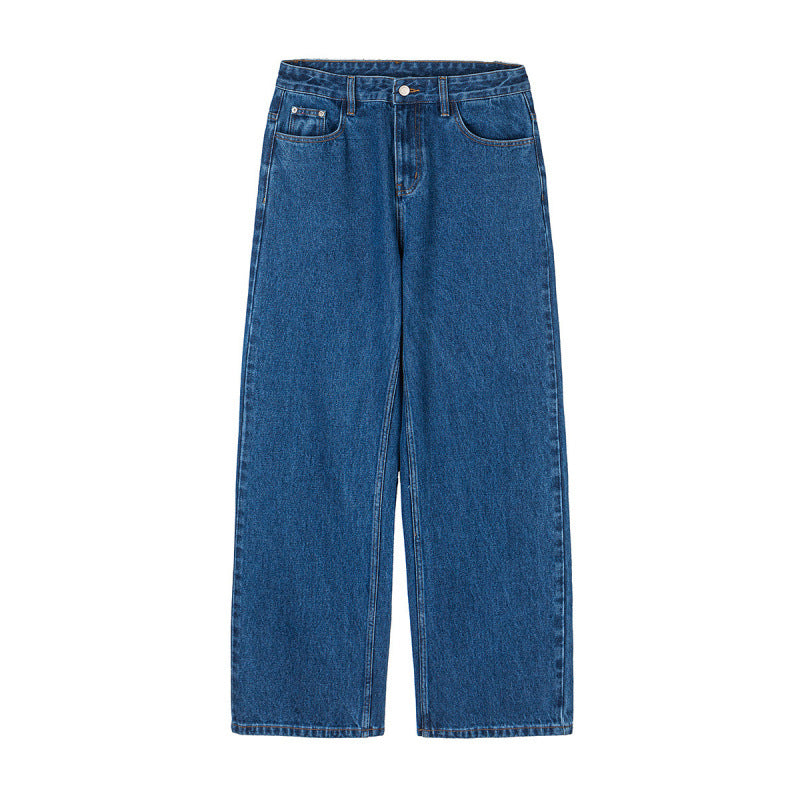 Damen Weite Denim-Jeans mit hoher Taille, geradem Bein und Fünf-Taschen-Design Nord Taschen