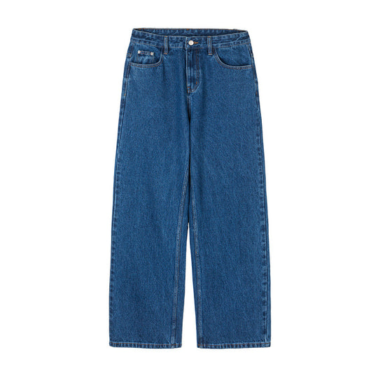 Damen Weite Denim-Jeans mit hoher Taille, geradem Bein und Fünf-Taschen-Design Nord Taschen