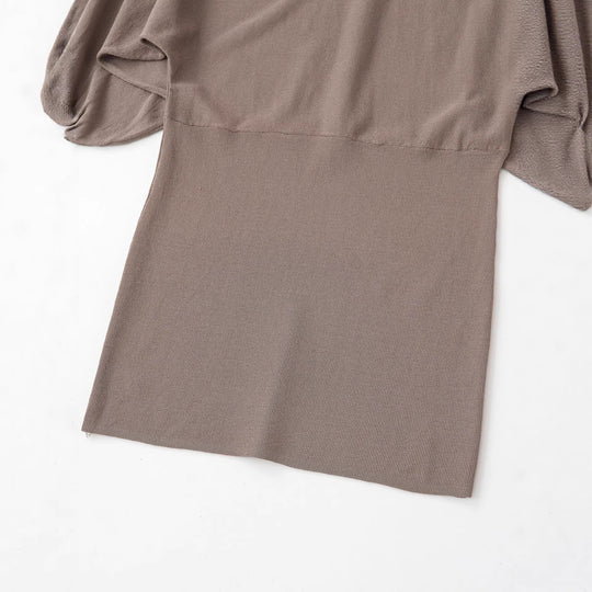 Damen Midikleid mit weitem Poncho-Oberteil und Ballonärmeln Nord Taschen