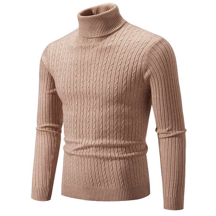 Herren Rollkragenpullover mit Zopfstrick und schlanker Passform Nord Taschen
