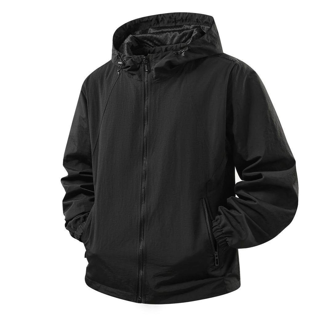 Herren Leichte atmungsaktive Kapuzen-Windjacke mit Mesh-Innenfutter und Reißverschlusstaschen Nord Taschen