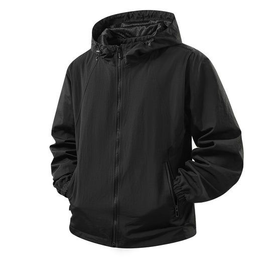 Herren Leichte atmungsaktive Kapuzen-Windjacke mit Mesh-Innenfutter und Reißverschlusstaschen Nord Taschen
