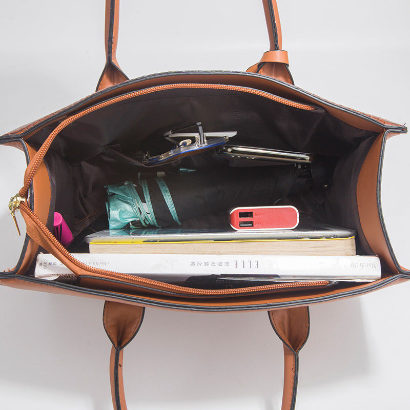 Damen Handtaschen Set aus hochwertigem Kunstleder mit Kroko-Prägung Nord Taschen