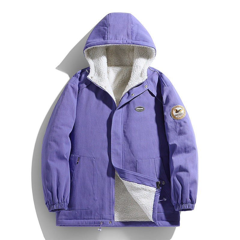 Herren wattierter Canvas‑Parka mit Sherpa‑Fleece‑Futter und Kapuze Nord Taschen