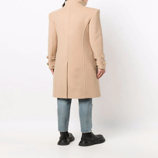 Damen Eleganter Wollmix-Longcoat im Marineinspirierten Doppelreiher mit Oversized-Schalkragen und Zierärmeln Nord Taschen