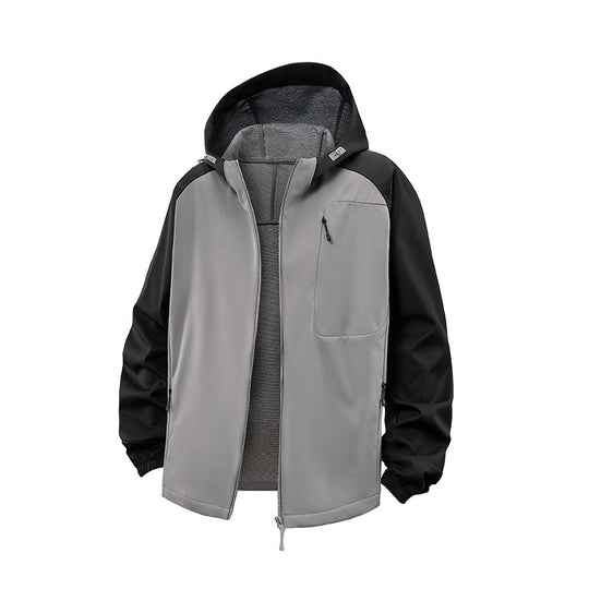 Herren Wasserdichte Softshell-Kapuzenjacke mit Fleece-Innenfutter, winddicht und mit Brustreißverschluss Nord Taschen