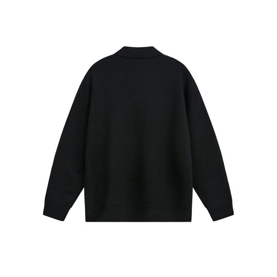 Herren Lockerer Strick-Polo-Pullover mit Knopfblende und Oversize-Schnitt Nord Taschen