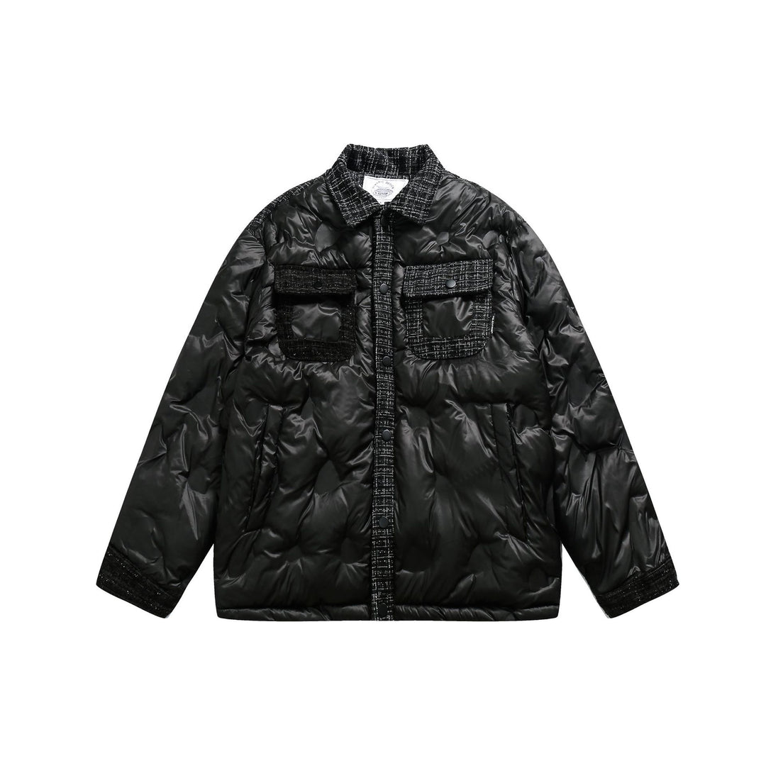Damen gesteppte Hemdblousonjacke mit Tweedbesatz und Pattentaschen Nord Taschen