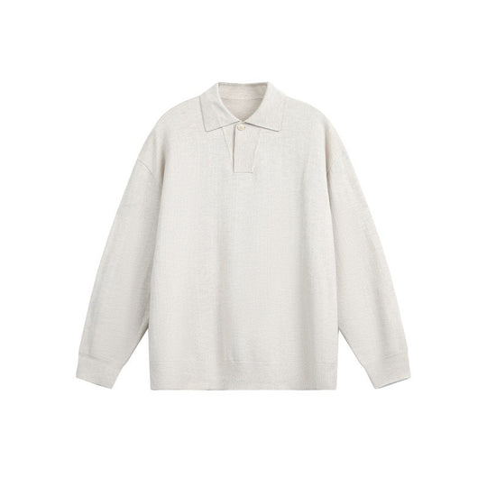 Herren Lockerer Strick-Polo-Pullover mit Knopfblende und Oversize-Schnitt Nord Taschen