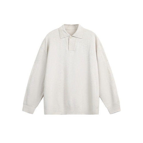Herren Lockerer Strick-Polo-Pullover mit Knopfblende und Oversize-Schnitt Nord Taschen