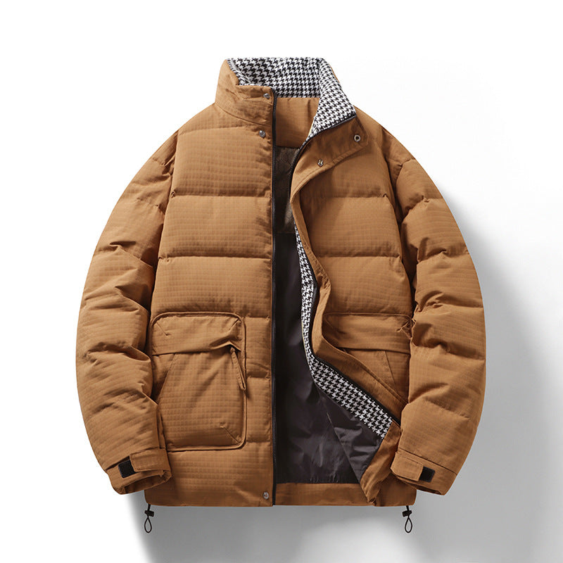 Herren Wattierte Steppjacke mit Hahnentritt-Innenfutter und verstellbarem Saum Nord Taschen
