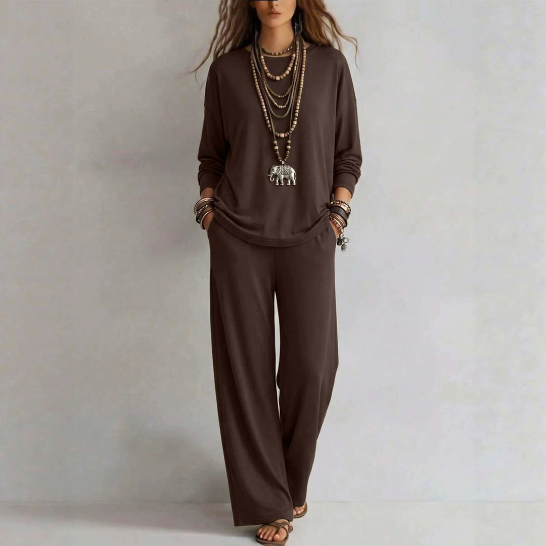 Damen Loungewear-Set mit weitem Bund und Oversize-Langarmshirt Nord Taschen