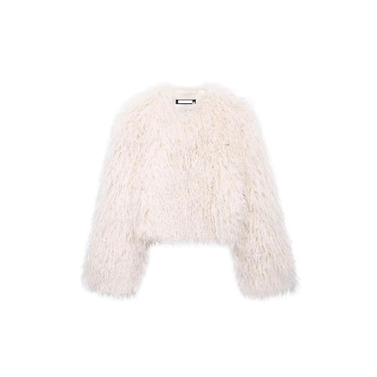 Damen Kurzgeschnittene Bolerojacke aus langfaserigem Kunstpelz mit Shaggy‑Textur Nord Taschen