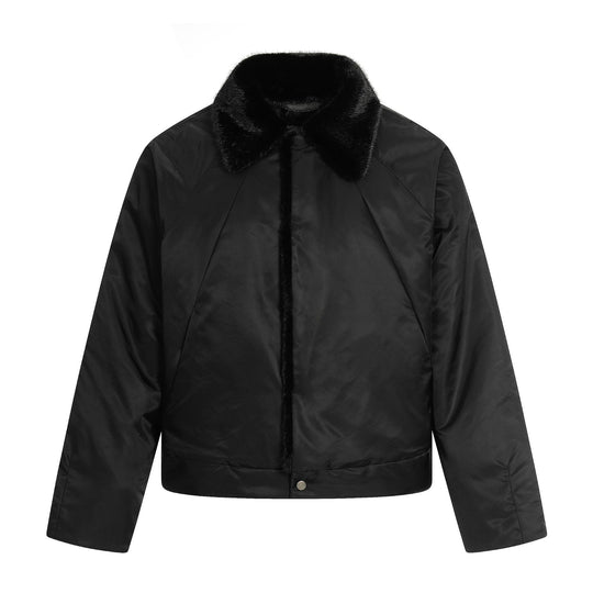 Damen Kurz geschnittener gesteppter Blouson mit Webpelzkragen Nord Taschen