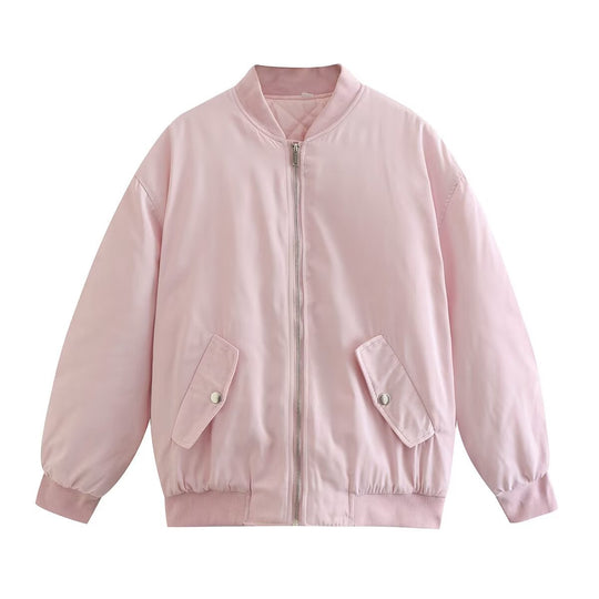 Damen Boxy Bomberjacke im Oversize‑Look mit Reißverschluss und abgeschrägten Pattentaschen Nord Taschen