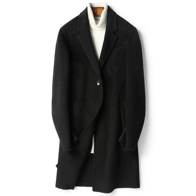 Herren Strukturierter Longcoat aus Wollmix mit fallendem Revers und Ein-Knopf-Verschluss Nord Taschen
