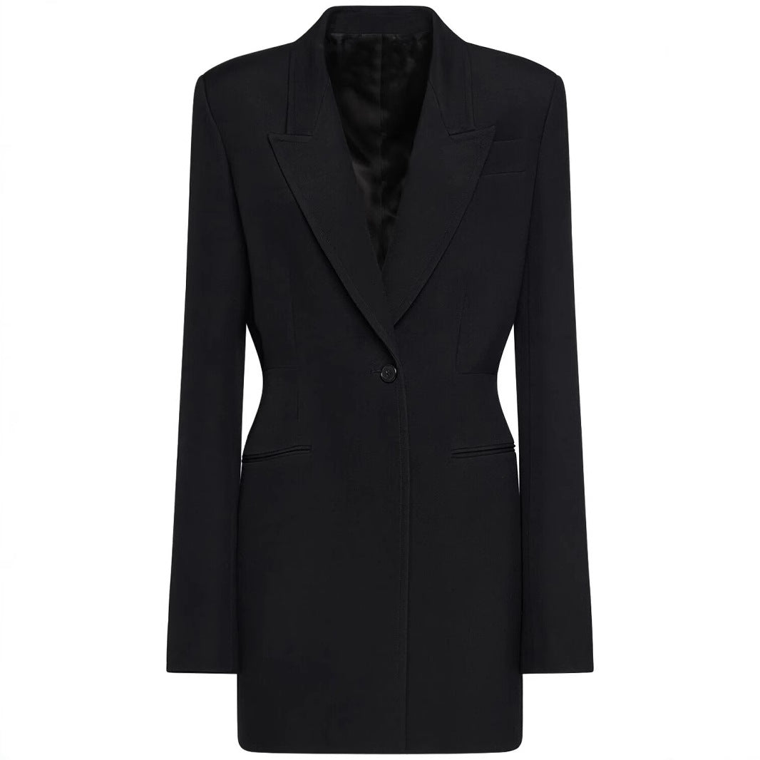 Damen Einreihiger Longblazer mit taillierter Silhouette und weiter Palazzohose Nord Taschen