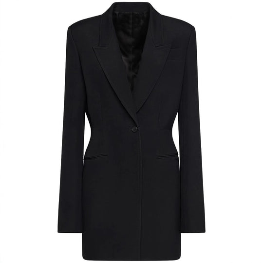 Damen Einreihiger Longblazer mit taillierter Silhouette und weiter Palazzohose Nord Taschen