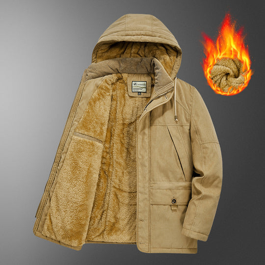 Herren gefütterter Kapuzenparka mit Thermo-Teddyfutter, winddichter Baumwollmix-Außenschale und Mehrfachtaschen Nord Taschen